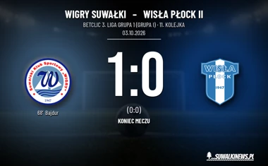 [PIŁKA NOŻNA] Wigry Suwałki – Wisła Płock II 1:0 w Betclic 3. Lidze, Grupa I. Gol Bajdura w osłabieniu