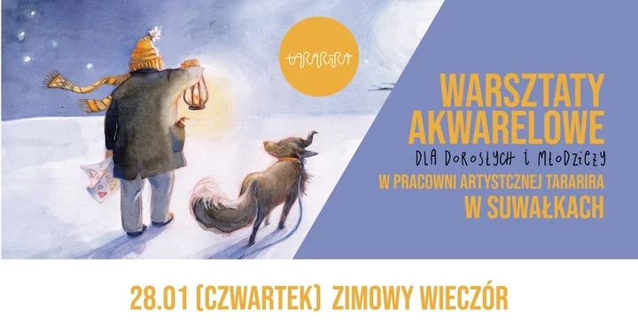 Grafika promocyjna wydarzenia Warsztaty akwarelowe SLOW ART: Zimowy wieczór — Suwałki, 28 stycznia