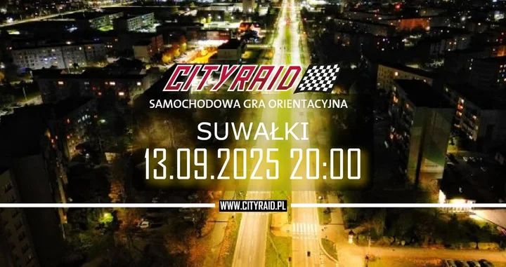Obrazek przedstawia grafikę promocyjną wydarzenia Samochodowa gra orientacyjna CITYRAID w Suwałkach