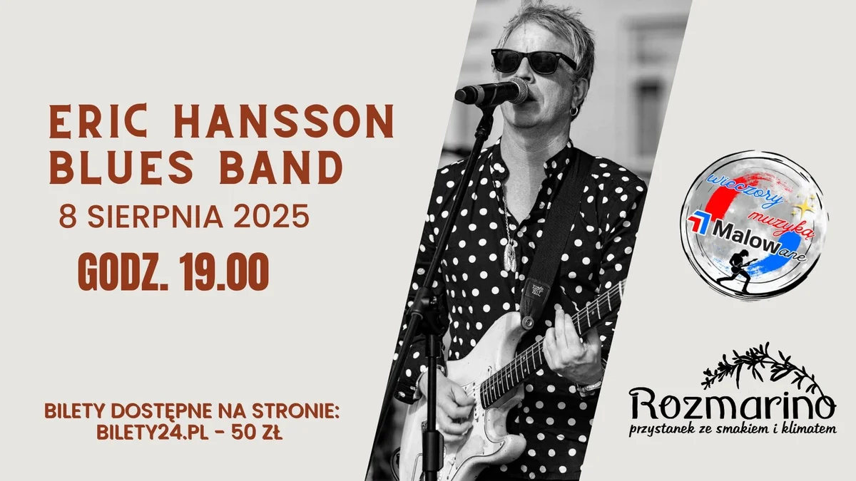 Grafika promocyjna wydarzenia Eric Hansson Blues Band – koncert w Suwałkach