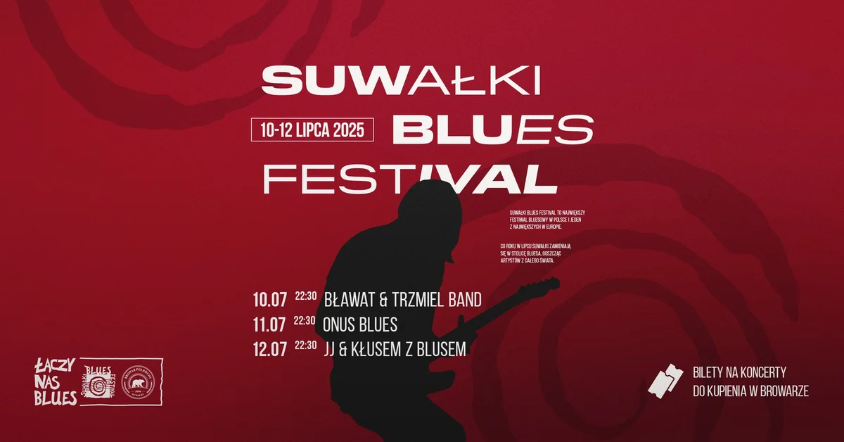 Grafika promocyjna wydarzenia Festiwal bluesowy w Suwałkach – koncerty w Browarze od 10 do 12 lipca 2025