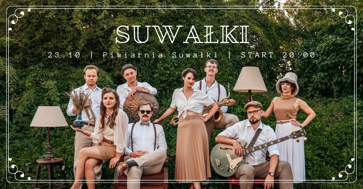 Grafika promocyjna wydarzenia Główny Zawór Jazzu w Suwałkach: koncert retro