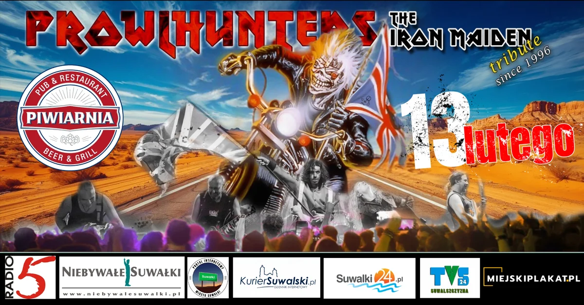 Grafika promocyjna wydarzenia IRON MAIDEN Tribute Band: PROWLHUNTERS – koncert w Suwałkach