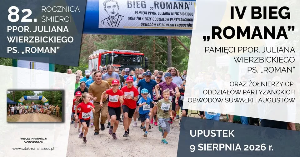 Grafika promocyjna wydarzenia IV Bieg „Romana” – bieg pamięci