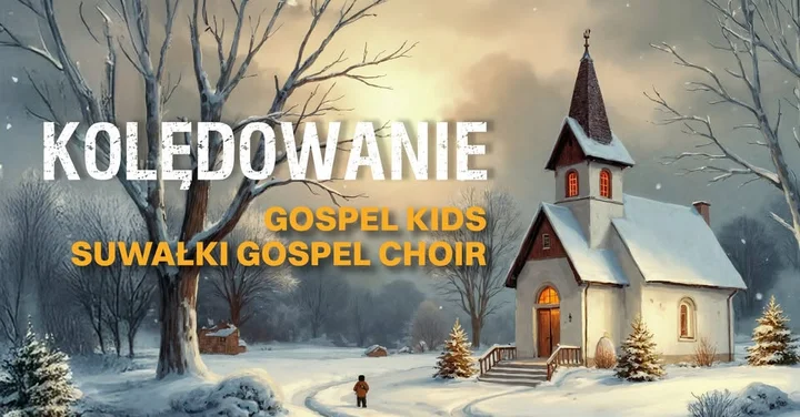 Grafika promocyjna wydarzenia Kolędowanie z Suwałki Gospel Choir i Gospel Kids – 8 stycznia w Kawiarence Artystycznej