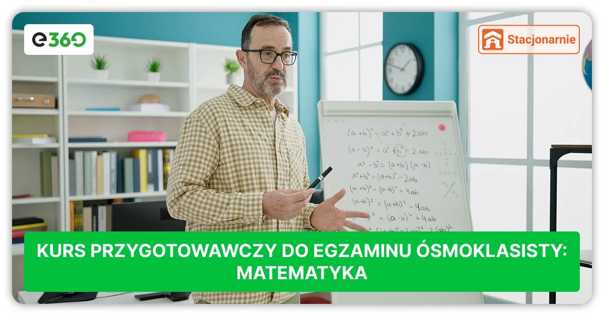 Grafika promocyjna wydarzenia Kurs przygotowowujący do egzaminu ósmoklasisty – matematyka – Suwałki
