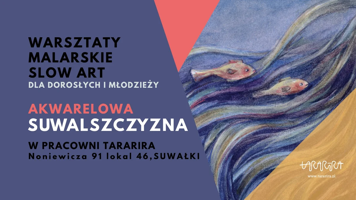 Grafika promocyjna wydarzenia Letnie warsztaty akwarelowego malowania krajobrazów Suwalszczyzny