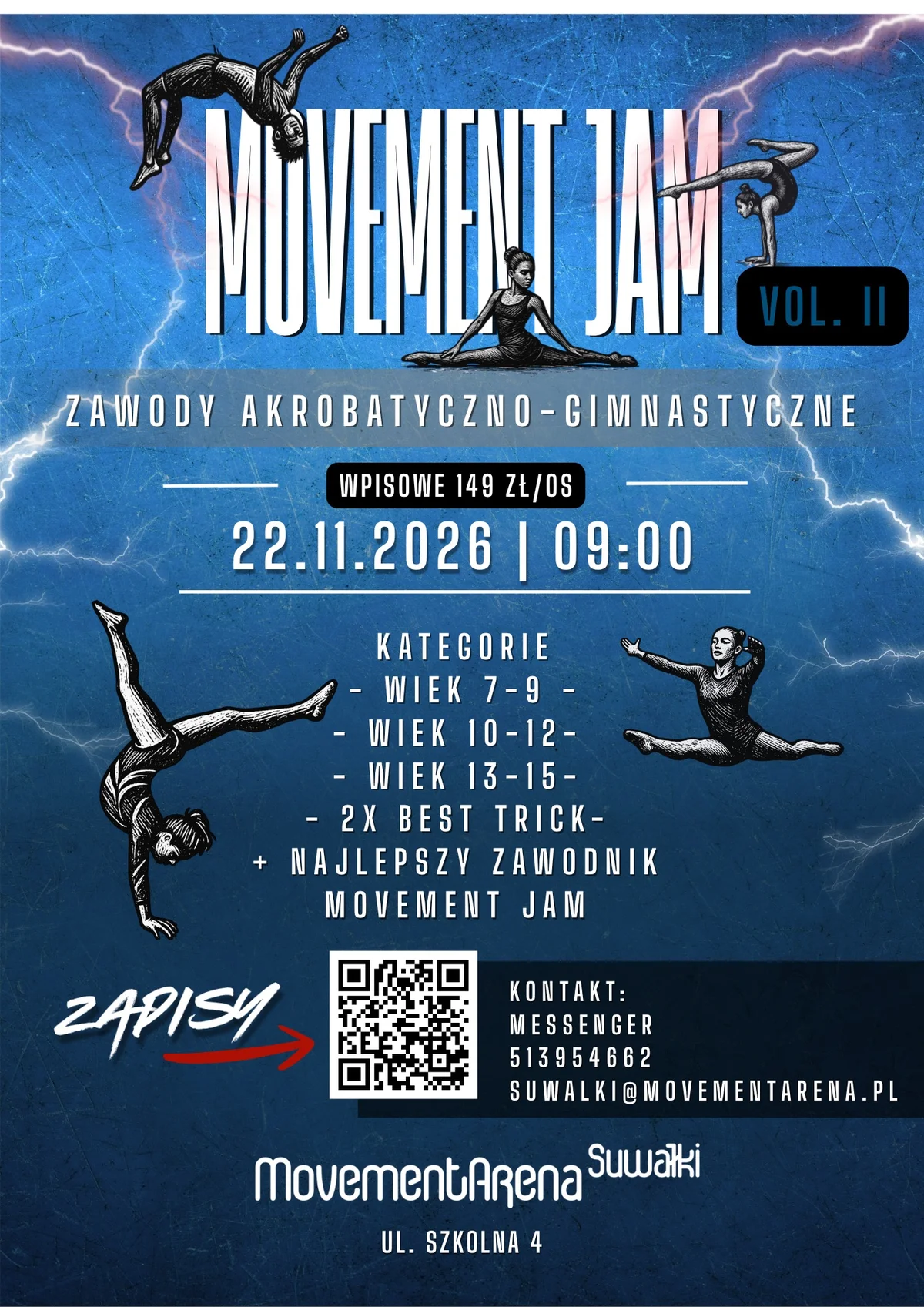 Grafika promocyjna wydarzenia Movement Jam 2026 – zawody akrobatyczne