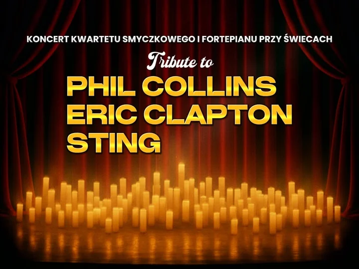 Grafika promocyjna wydarzenia Muzyka Erica Claptona, Stinga i Phila Collinsa – Suwałki