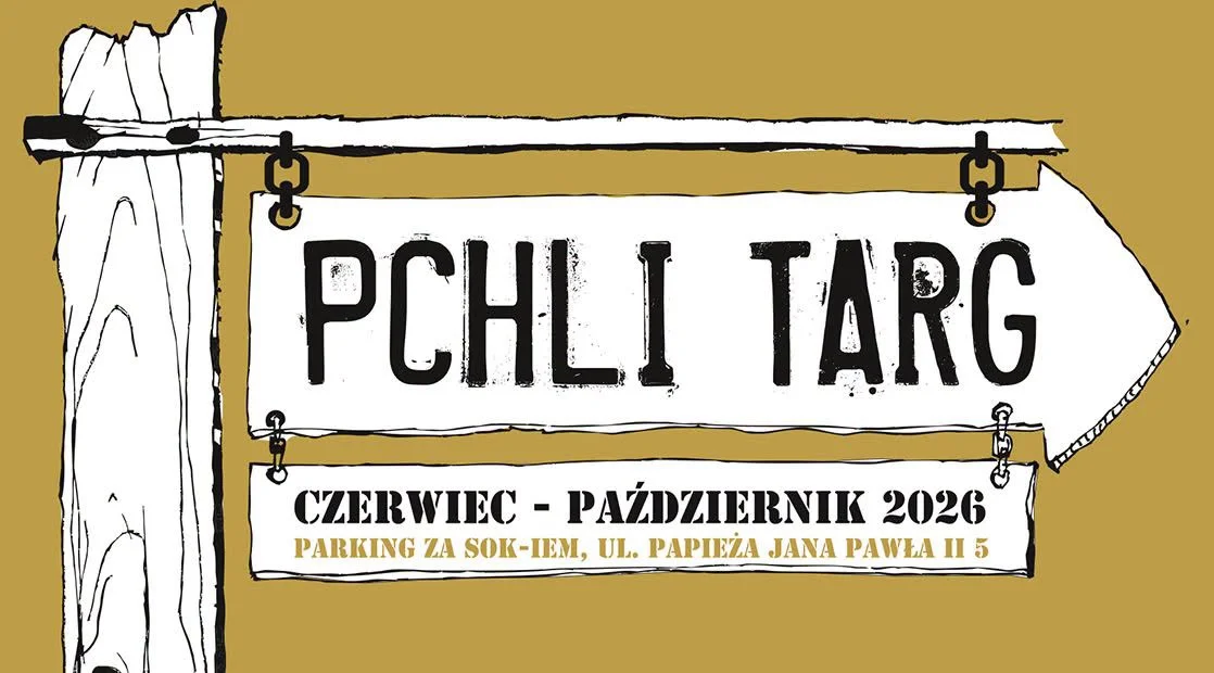 Grafika promocyjna wydarzenia Pchli Targ 2026 w Suwałkach