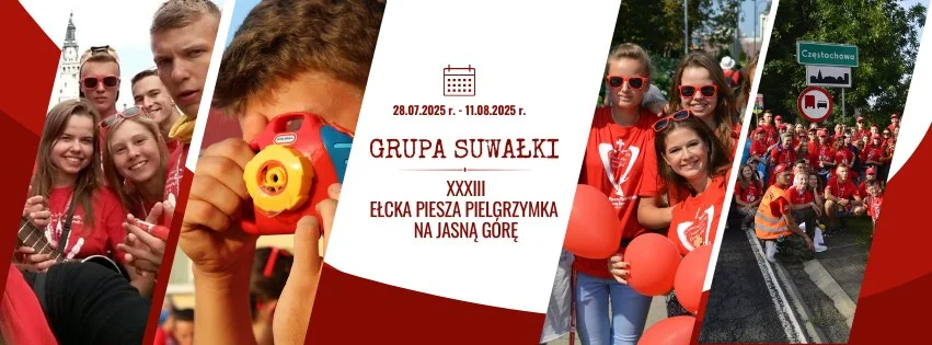 Grafika promocyjna wydarzenia Piesza pielgrzymka z Ełku na Jasną Górę w 2024 roku