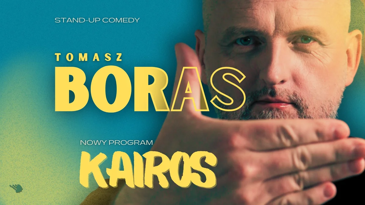 Grafika promocyjna wydarzenia Tomasz Boras „Kairos” w Suwałkach