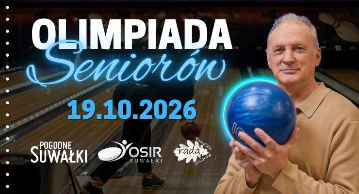 Grafika promocyjna wydarzenia Suwalska Olimpiada Seniorów – zawody bowlingowe