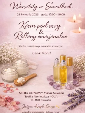 Grafika promocyjna wydarzenia Kobiece warsztaty zapachu i emocji „Kropla Emocji” w Suwałkach