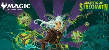 Grafika promocyjna wydarzenia Magic: The Gathering: Secrets of Strixhaven Booster Draft w Kartonadzie w Suwałkach