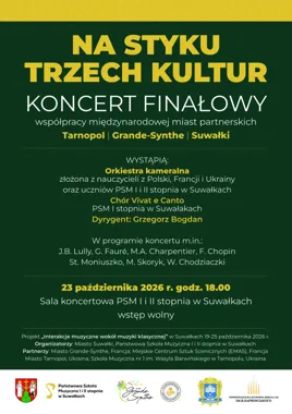 Grafika promocyjna wydarzenia Na styku trzech kultur – międzynarodowy koncert finałowy w Suwałkach