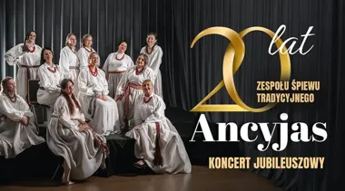 Grafika promocyjna wydarzenia XX-lecie zespołu Ancyjas – Koncert Jubileuszowy w Suwałkach