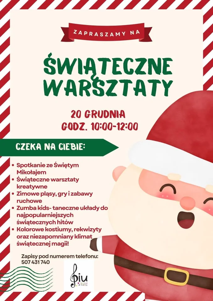 Grafika promocyjna wydarzenia Warsztaty ze św. Mikołajem i Elfami w PIU (Suwałki)