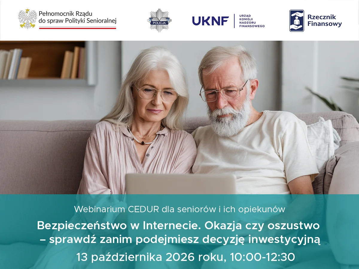 Grafika promocyjna wydarzenia Webinarium o bezpieczeństwie inwestycji w Internecie