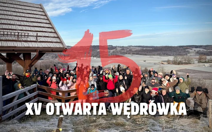 Grafika promocyjna wydarzenia XV Otwarta Wędrówka Suwałki + Ognisko — Suwalskie Wędrówki