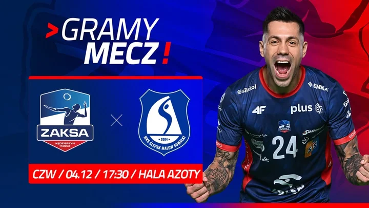 Grafika promocyjna wydarzenia ZAKSA Kędzierzyn-Koźle vs Ślepsk Malow Suwałki – 4 grudnia w Hali Azoty