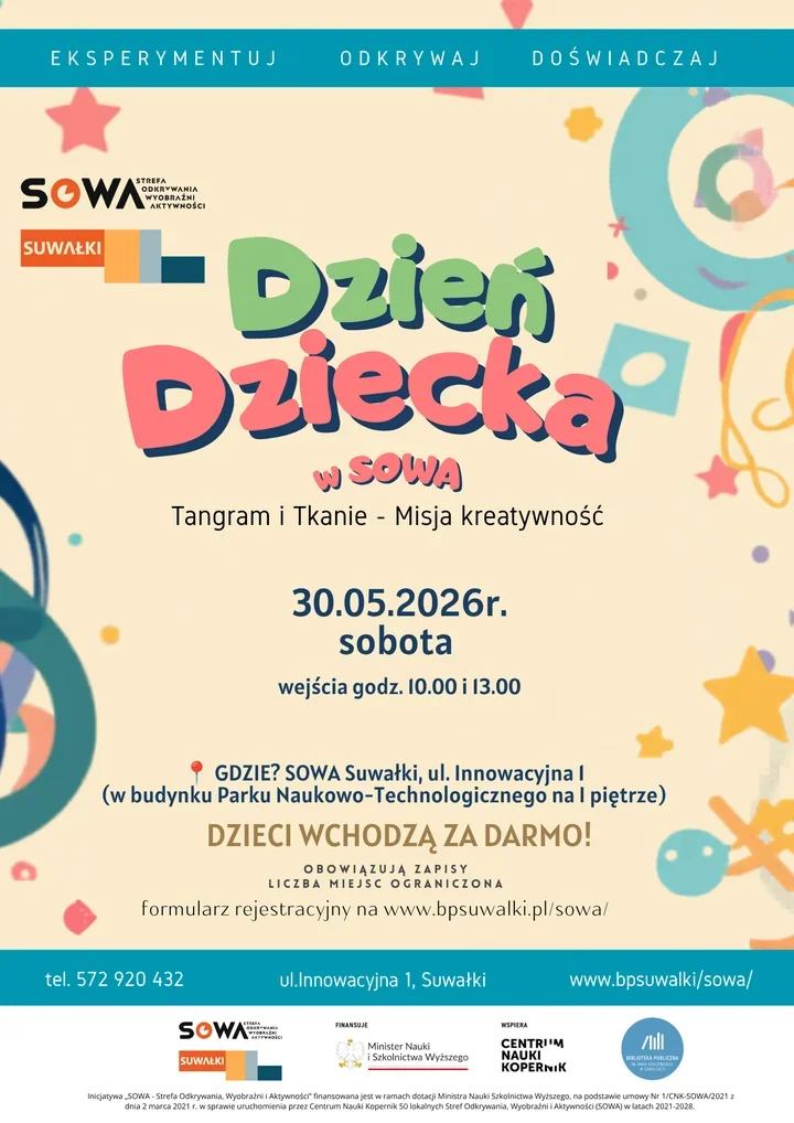 Dzień Dziecka w SOWA Suwałki łączy zabawę z odkrywaniem i kreatywnością