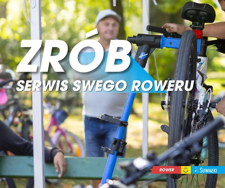 Grafika promocyjna wydarzenia Bezpłatny serwis rowerowy z okazji zakończenia Europejskiego Tygodnia Mobilności
