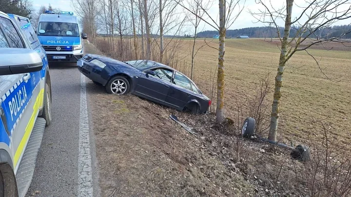 Audi wylądowało w rowie - kierowca miał ponad 2,5 promila